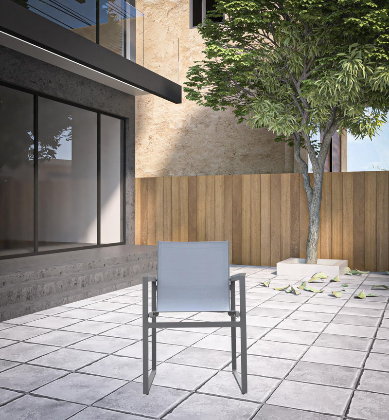 Set of Two Light Gray Metal Outdoor Dining Chair By Homeroots | Outdoor Chairs | Modishstore - 1