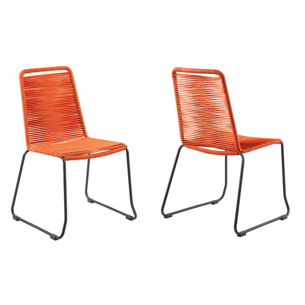 Set of Two Tangerine Metal Outdoor Dining Chair By Homeroots | Outdoor Chairs | Modishstore - 7