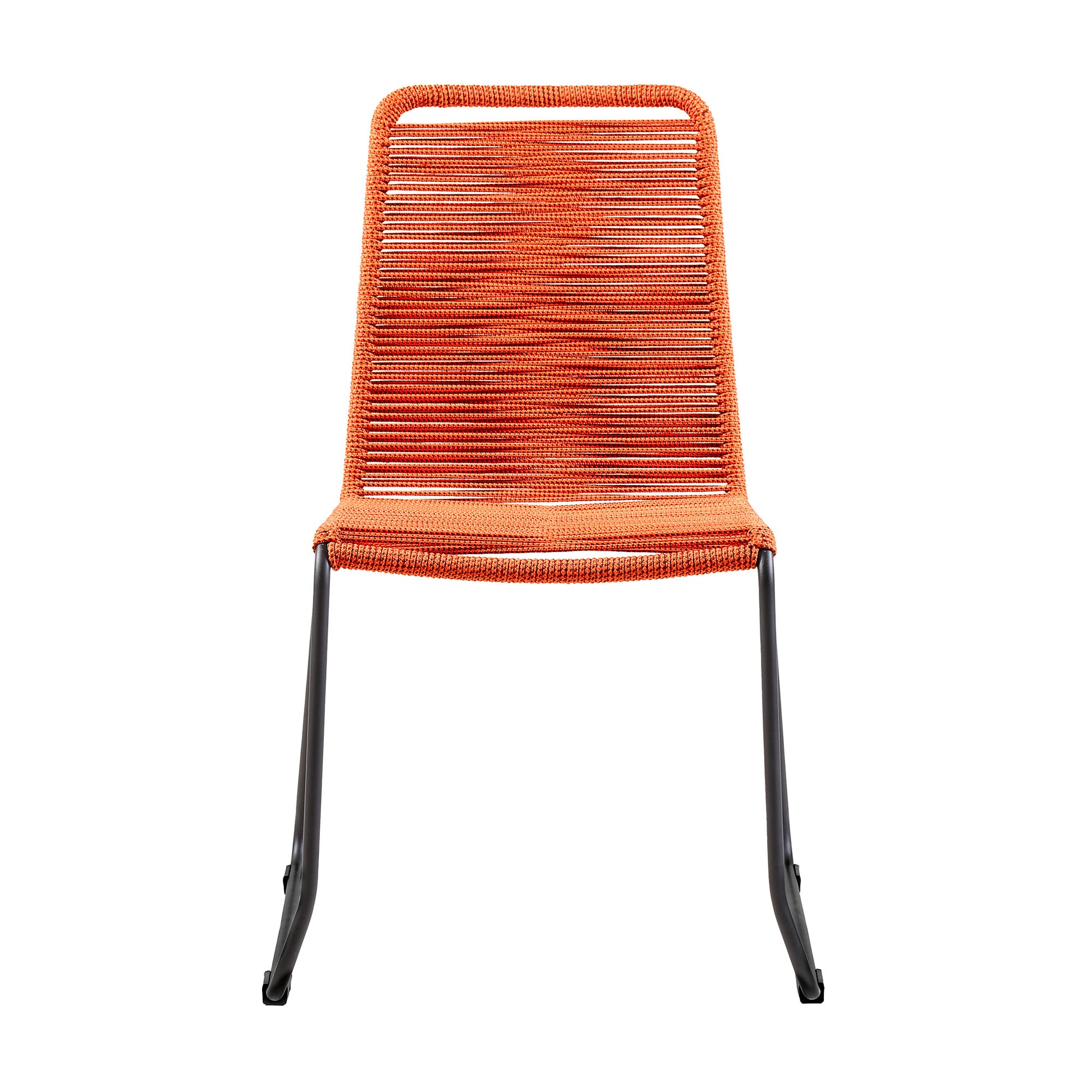 Set of Two Tangerine Metal Outdoor Dining Chair By Homeroots | Outdoor Chairs | Modishstore - 2