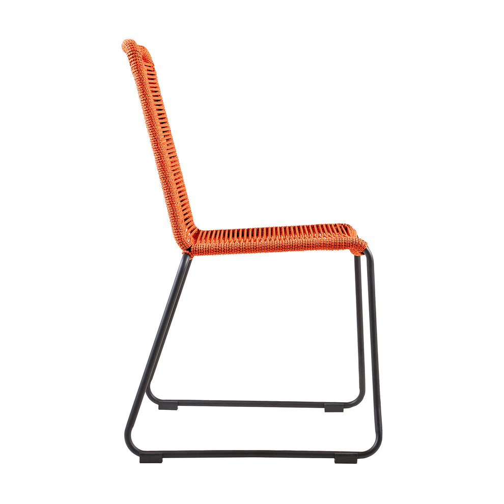 Set of Two Tangerine Metal Outdoor Dining Chair By Homeroots | Outdoor Chairs | Modishstore - 3