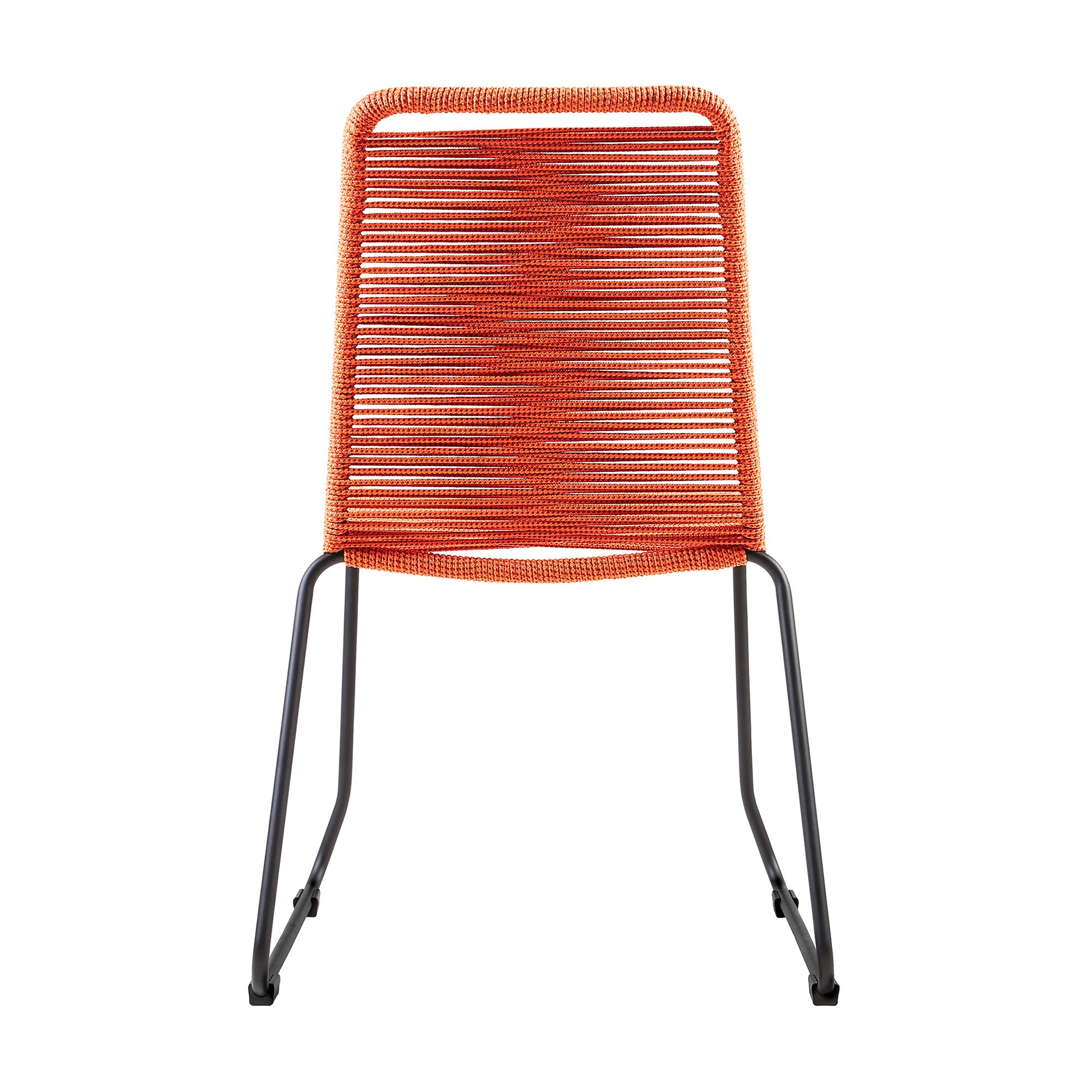 Set of Two Tangerine Metal Outdoor Dining Chair By Homeroots | Outdoor Chairs | Modishstore - 4