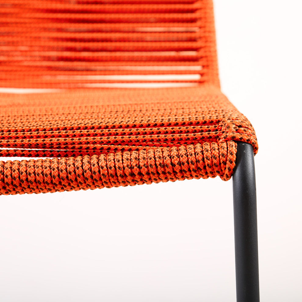 Set of Two Tangerine Metal Outdoor Dining Chair By Homeroots | Outdoor Chairs | Modishstore - 5