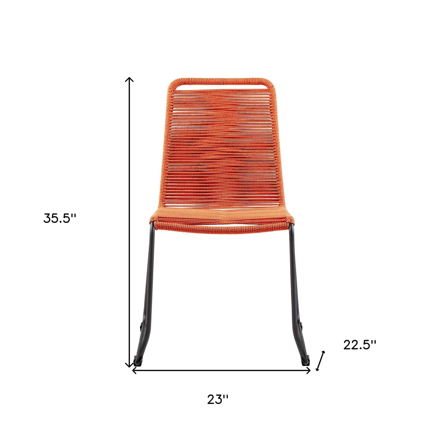 Set of Two Tangerine Metal Outdoor Dining Chair By Homeroots | Outdoor Chairs | Modishstore - 6