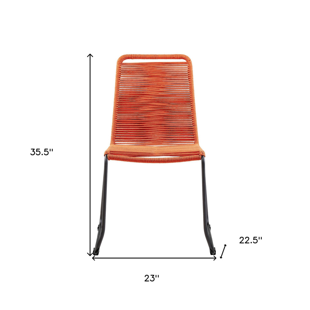 Set of Two Tangerine Metal Outdoor Dining Chair By Homeroots | Outdoor Chairs | Modishstore - 6