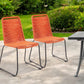 Set of Two Tangerine Metal Outdoor Dining Chair By Homeroots | Outdoor Chairs | Modishstore - 1