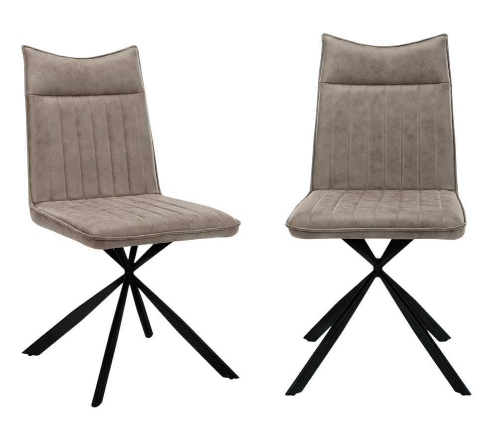 Set of Two Tufted Taupe And Black Upholstered Faux Leather Dining Parsons Chairs By Homeroots | Dining Chairs | Modishstore - 7