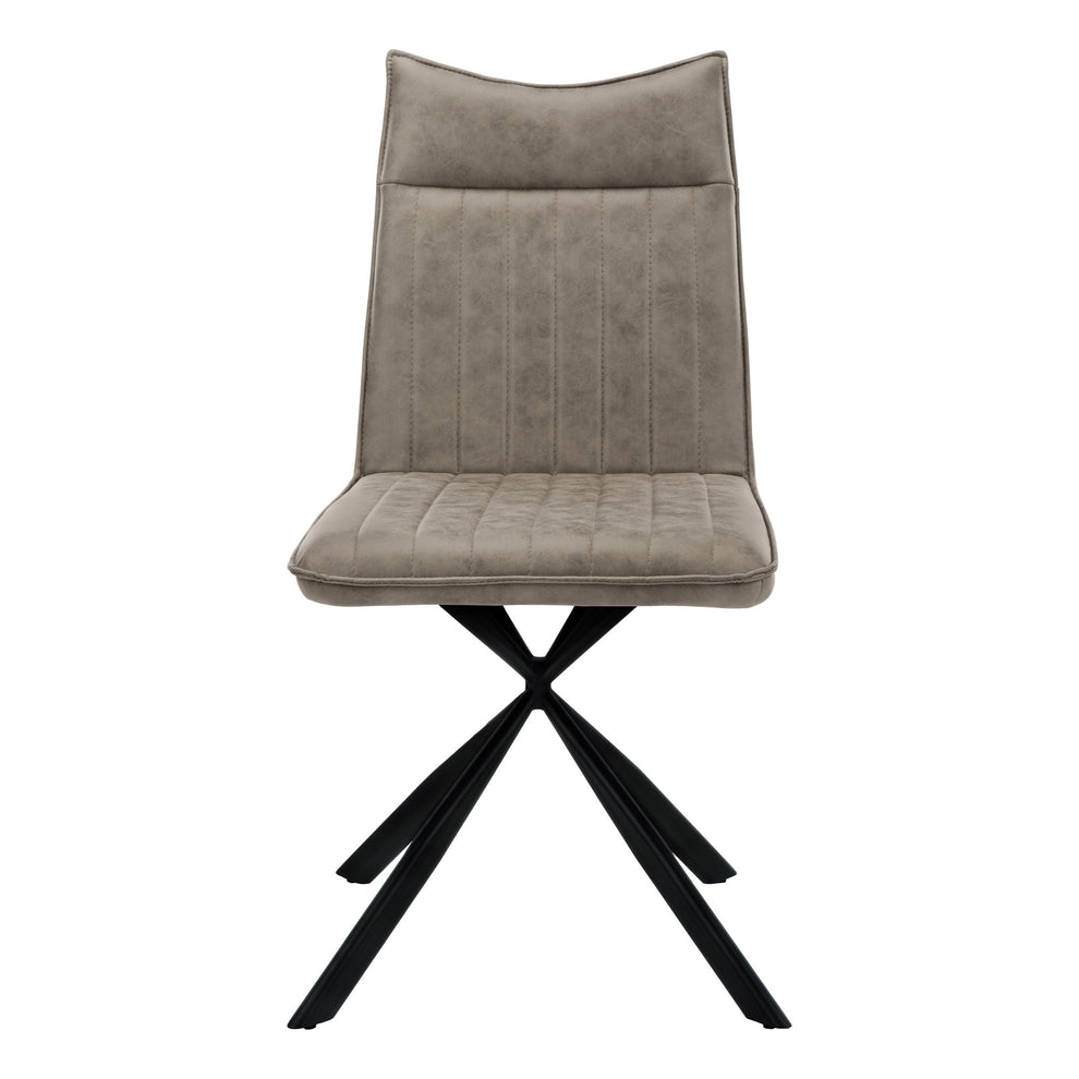 Set of Two Tufted Taupe And Black Upholstered Faux Leather Dining Parsons Chairs By Homeroots | Dining Chairs | Modishstore - 3