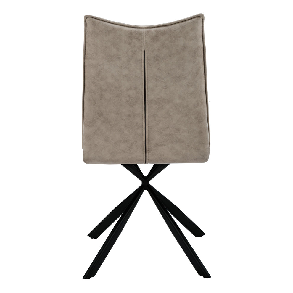Set of Two Tufted Taupe And Black Upholstered Faux Leather Dining Parsons Chairs By Homeroots | Dining Chairs | Modishstore - 6