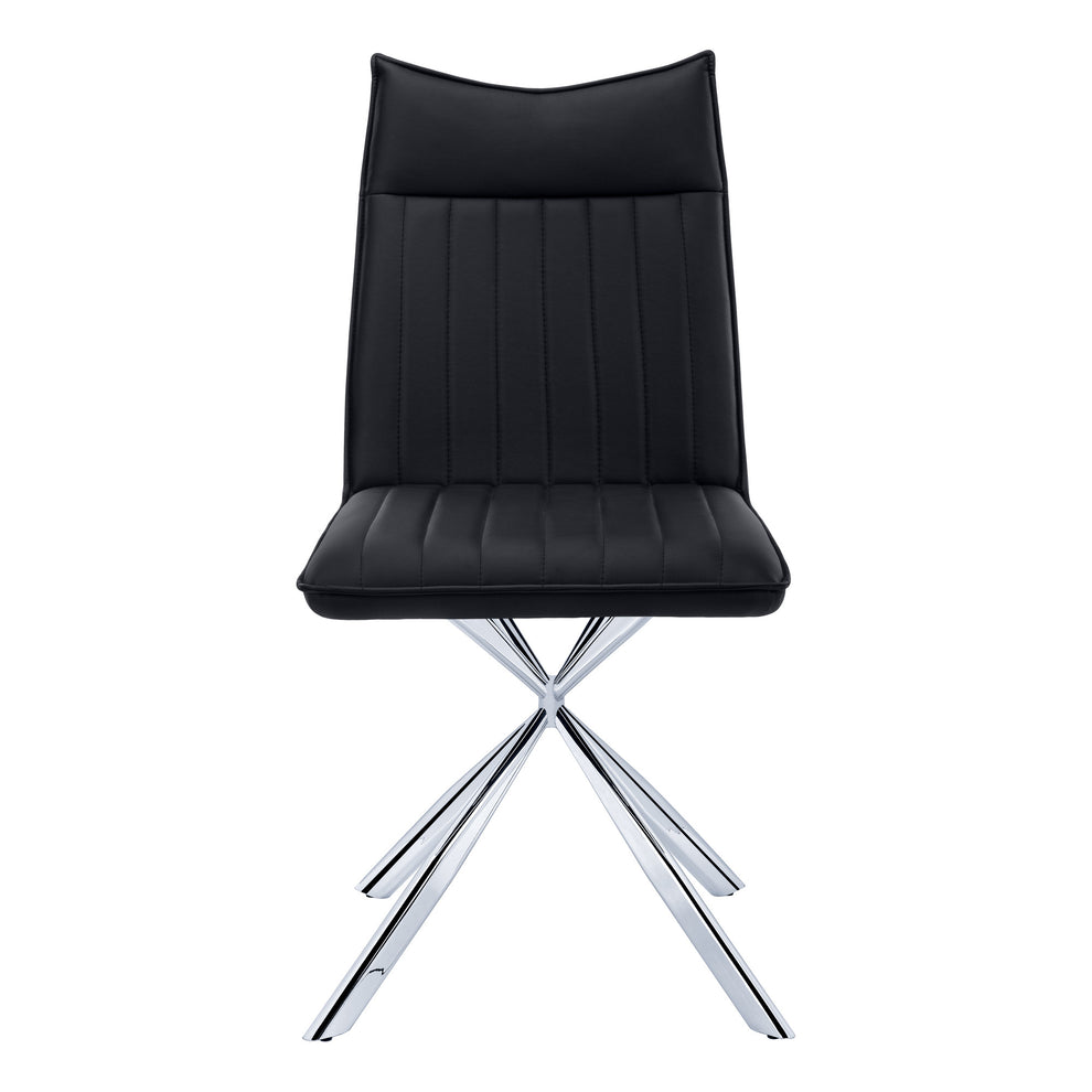 Set of Two Tufted Black And Silver Upholstered Faux Leather Dining Parsons Chairs By Homeroots | Dining Chairs | Modishstore - 4