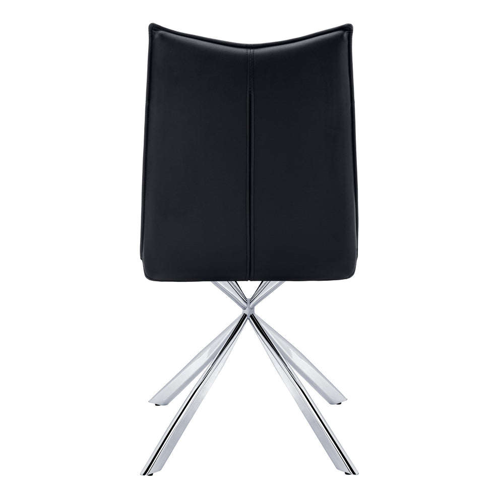 Set of Two Tufted Black And Silver Upholstered Faux Leather Dining Parsons Chairs By Homeroots | Dining Chairs | Modishstore - 7