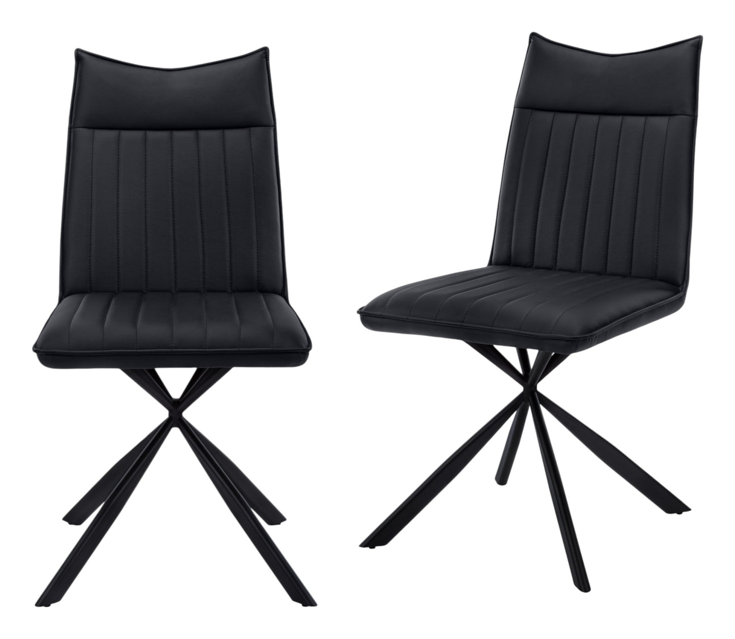 Set of Two Tufted Black Upholstered Faux Leather Dining Parsons Chairs By Homeroots | Dining Chairs | Modishstore - 2