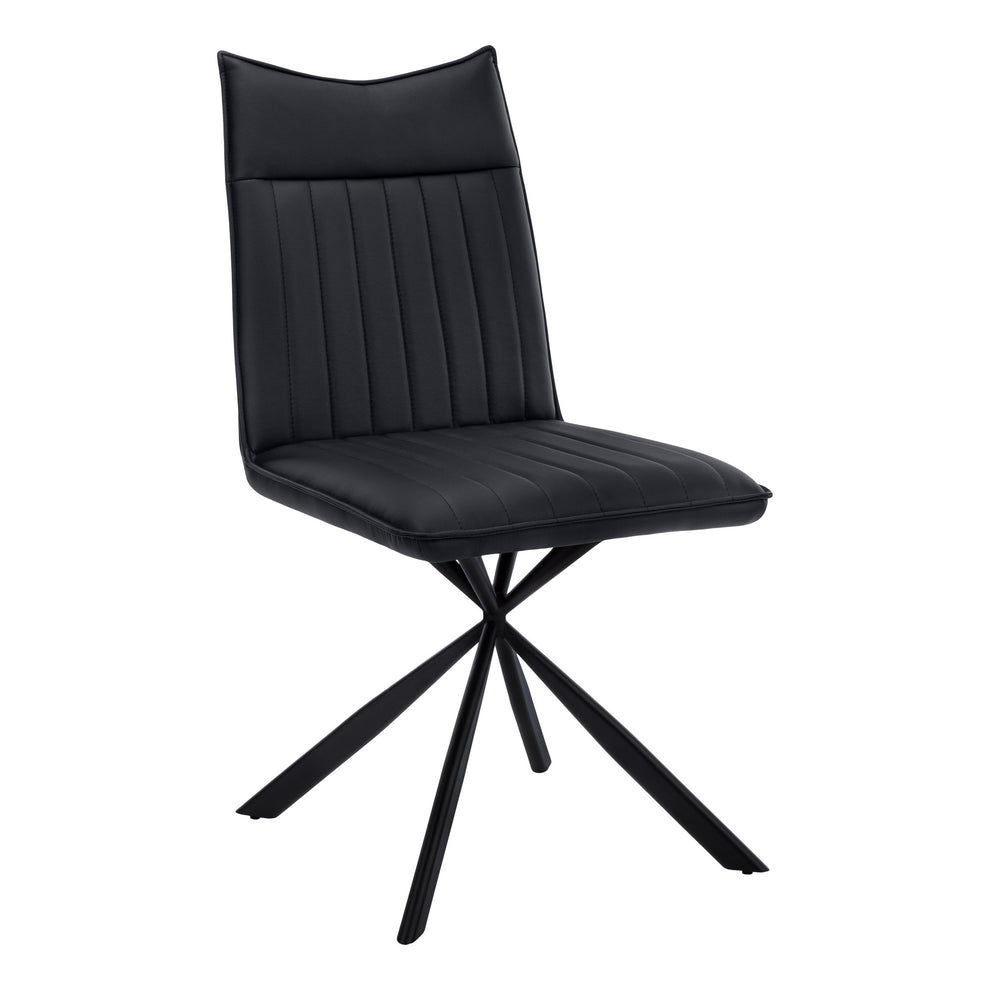 Set of Two Tufted Black Upholstered Faux Leather Dining Parsons Chairs By Homeroots | Dining Chairs | Modishstore - 3