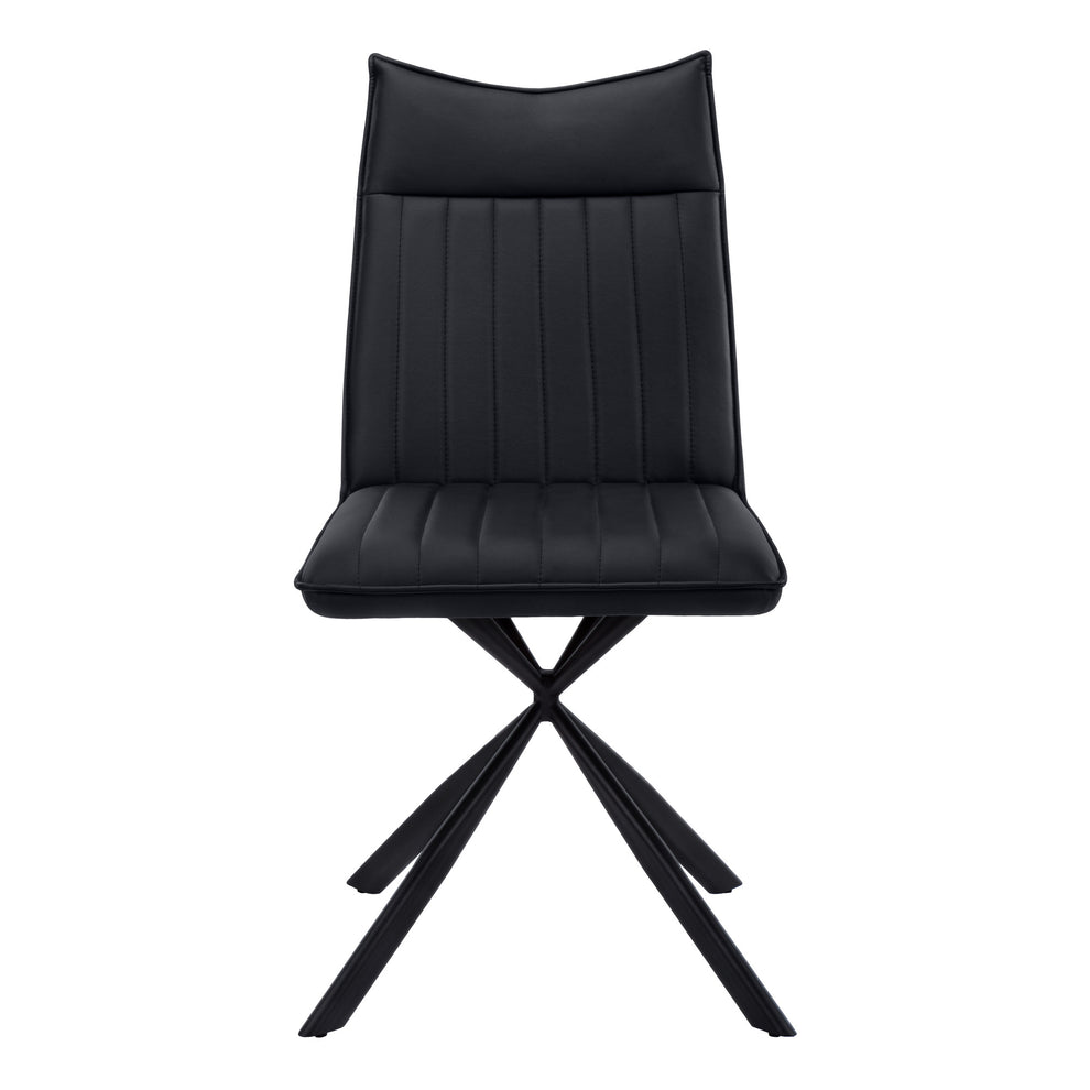 Set of Two Tufted Black Upholstered Faux Leather Dining Parsons Chairs By Homeroots | Dining Chairs | Modishstore - 4