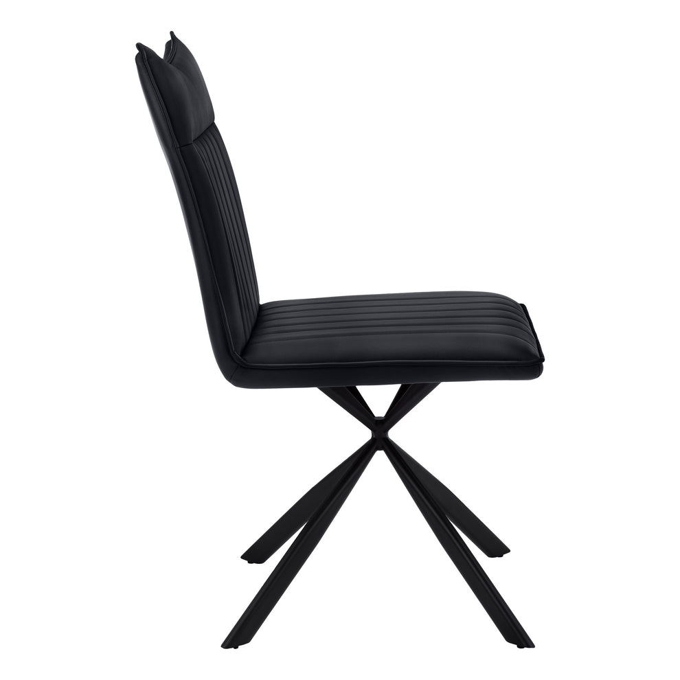 Set of Two Tufted Black Upholstered Faux Leather Dining Parsons Chairs By Homeroots | Dining Chairs | Modishstore - 6