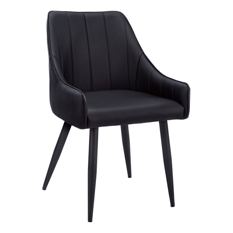 Set of Two Tufted Black Upholstered Faux Leather Dining Arm Chairs By Homeroots | Dining Chairs | Modishstore - 2