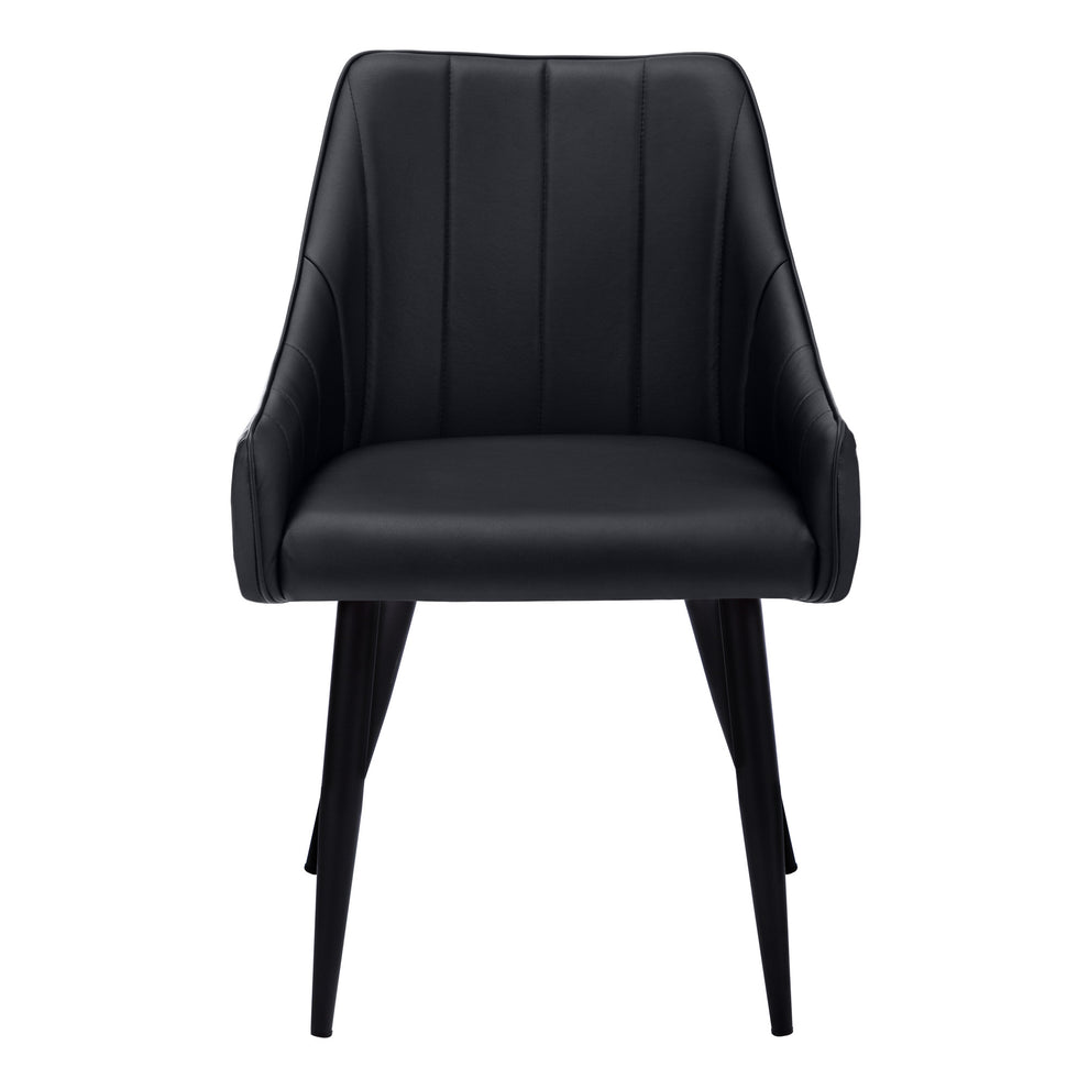 Set of Two Tufted Black Upholstered Faux Leather Dining Arm Chairs By Homeroots | Dining Chairs | Modishstore - 3