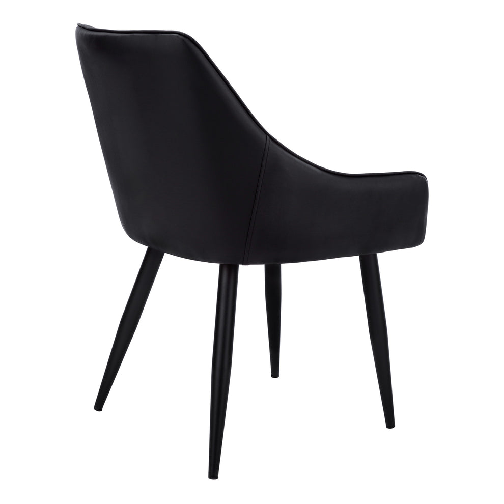 Set of Two Tufted Black Upholstered Faux Leather Dining Arm Chairs By Homeroots | Dining Chairs | Modishstore - 4