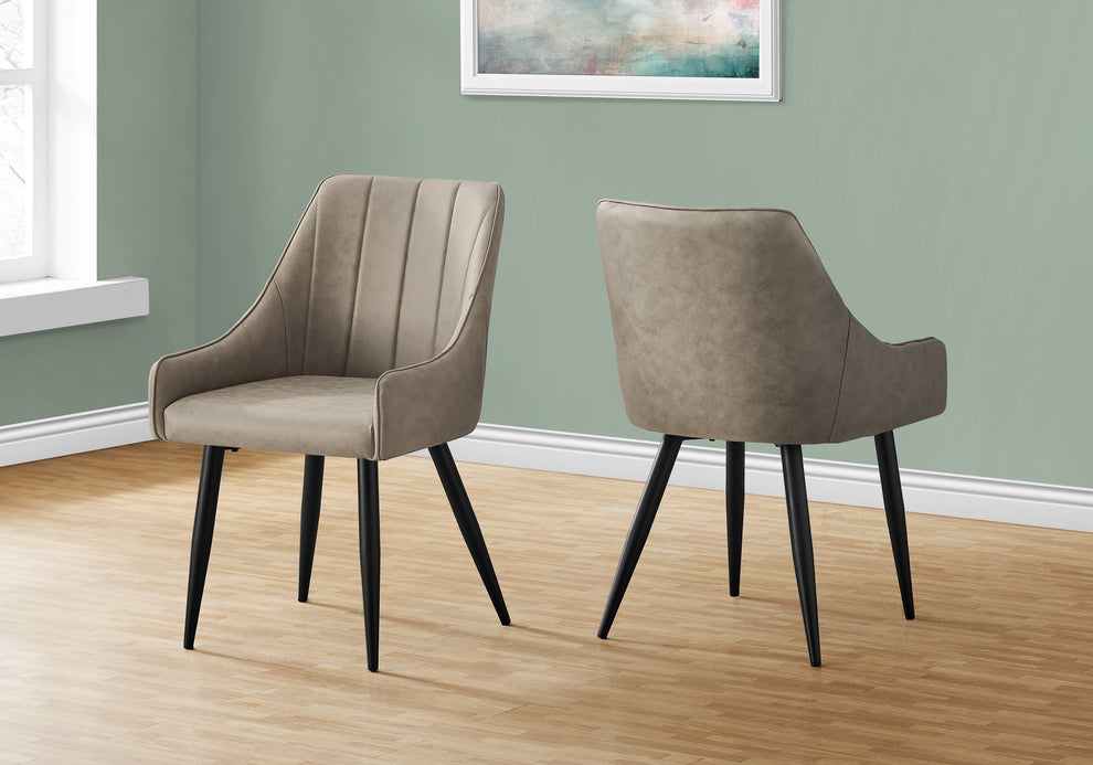 Set of Two Tufted Taupe And Black Upholstered Fabric Dining Arm Chairs By Homeroots | Dining Chairs | Modishstore - 7