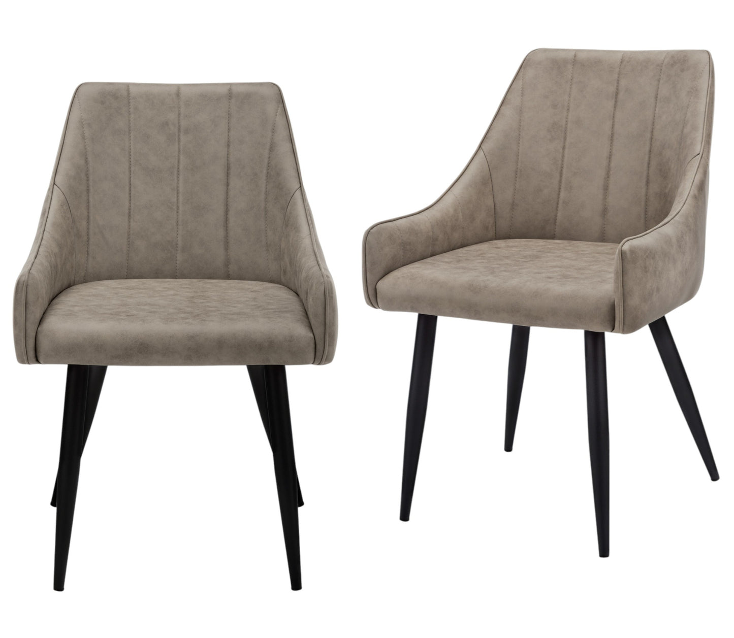 Set of Two Tufted Taupe And Black Upholstered Fabric Dining Arm Chairs By Homeroots | Dining Chairs | Modishstore - 8