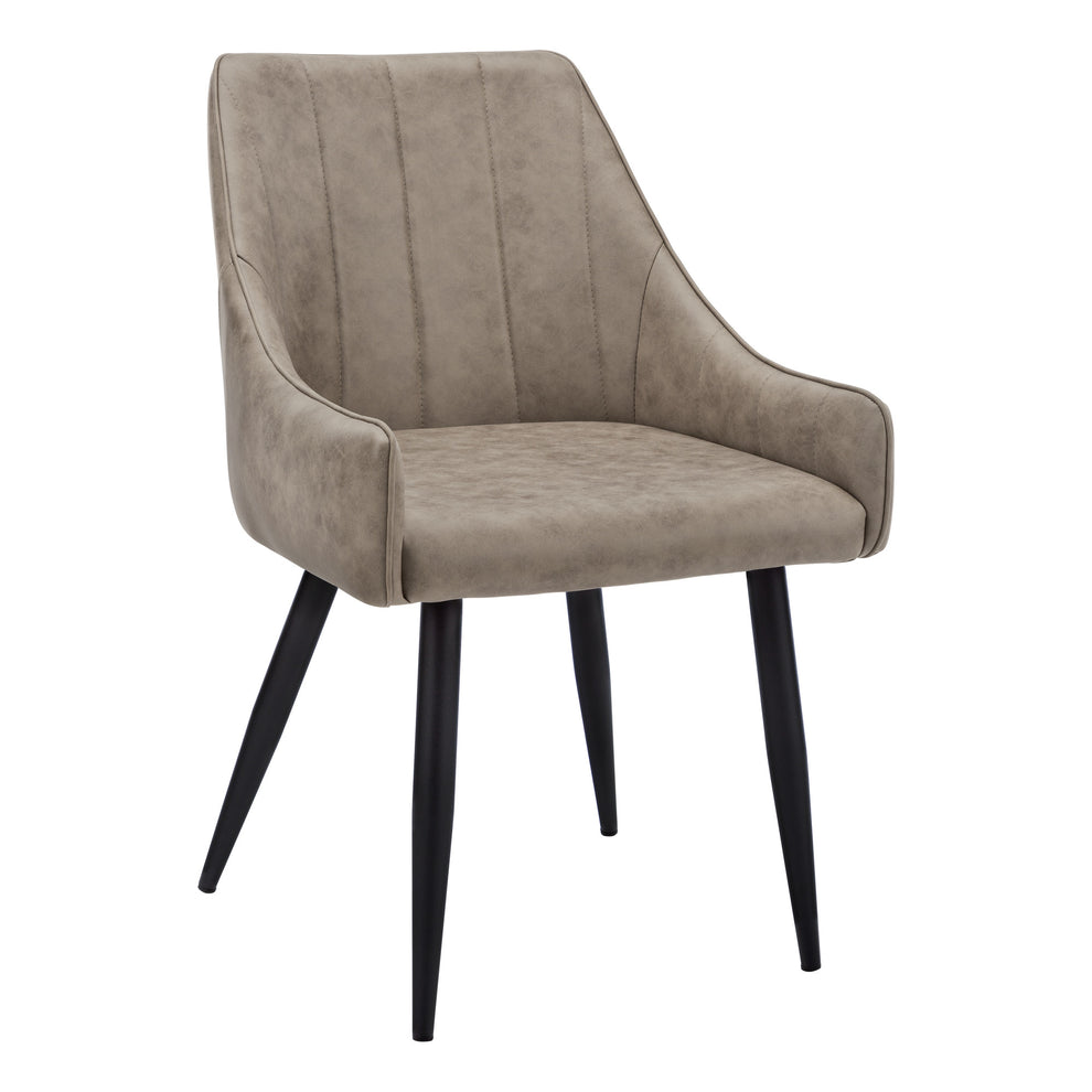 Set of Two Tufted Taupe And Black Upholstered Fabric Dining Arm Chairs By Homeroots | Dining Chairs | Modishstore - 2
