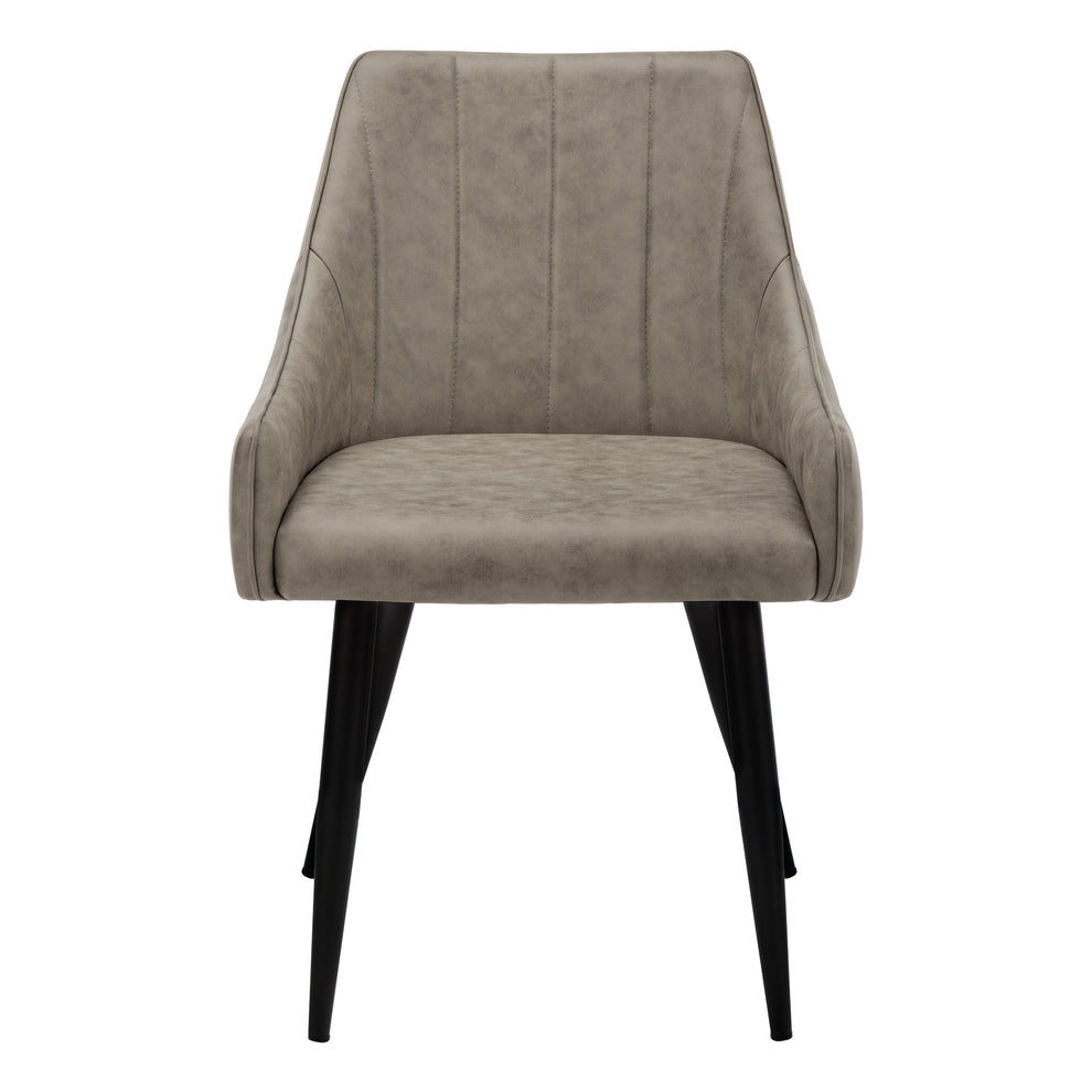 Set of Two Tufted Taupe And Black Upholstered Fabric Dining Arm Chairs By Homeroots | Dining Chairs | Modishstore - 3