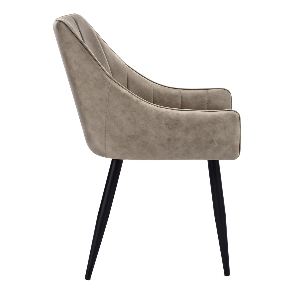 Set of Two Tufted Taupe And Black Upholstered Fabric Dining Arm Chairs By Homeroots | Dining Chairs | Modishstore - 5