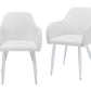 Set of Two White And Silver Upholstered Faux Leather Dining Arm Chairs By Homeroots | Dining Chairs | Modishstore - 2