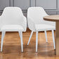 Set of Two White And Silver Upholstered Faux Leather Dining Arm Chairs By Homeroots | Dining Chairs | Modishstore - 1