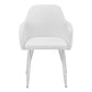 Set of Two White And Silver Upholstered Faux Leather Dining Arm Chairs By Homeroots | Dining Chairs | Modishstore - 4