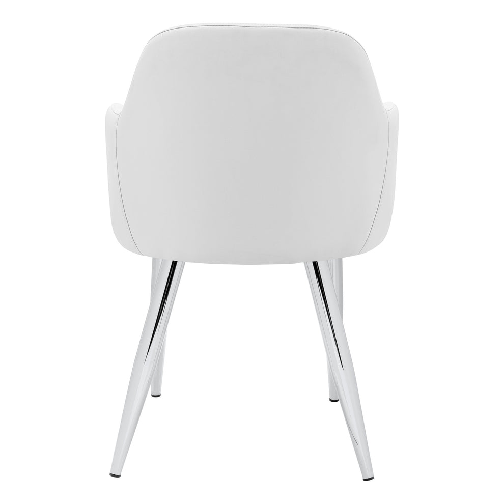 Set of Two White And Silver Upholstered Faux Leather Dining Arm Chairs By Homeroots | Dining Chairs | Modishstore - 7