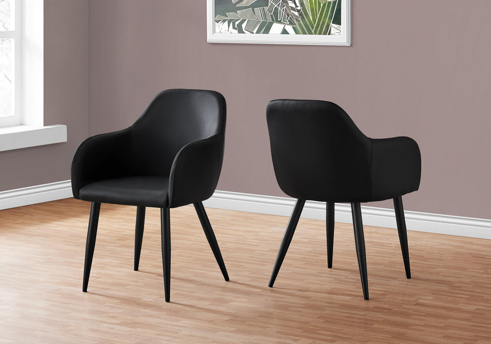 Set of Two Black Upholstered Faux Leather Dining Arm Chairs By Homeroots | Dining Chairs | Modishstore - 7
