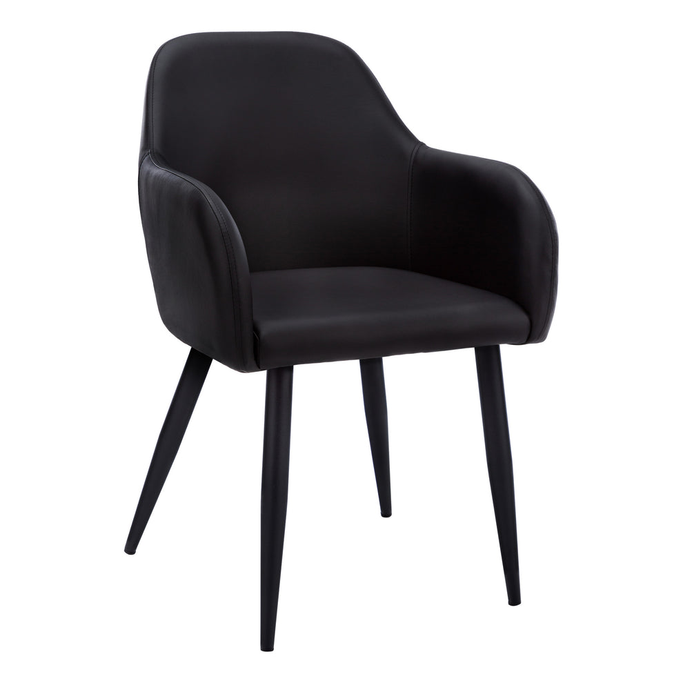Set of Two Black Upholstered Faux Leather Dining Arm Chairs By Homeroots | Dining Chairs | Modishstore - 2