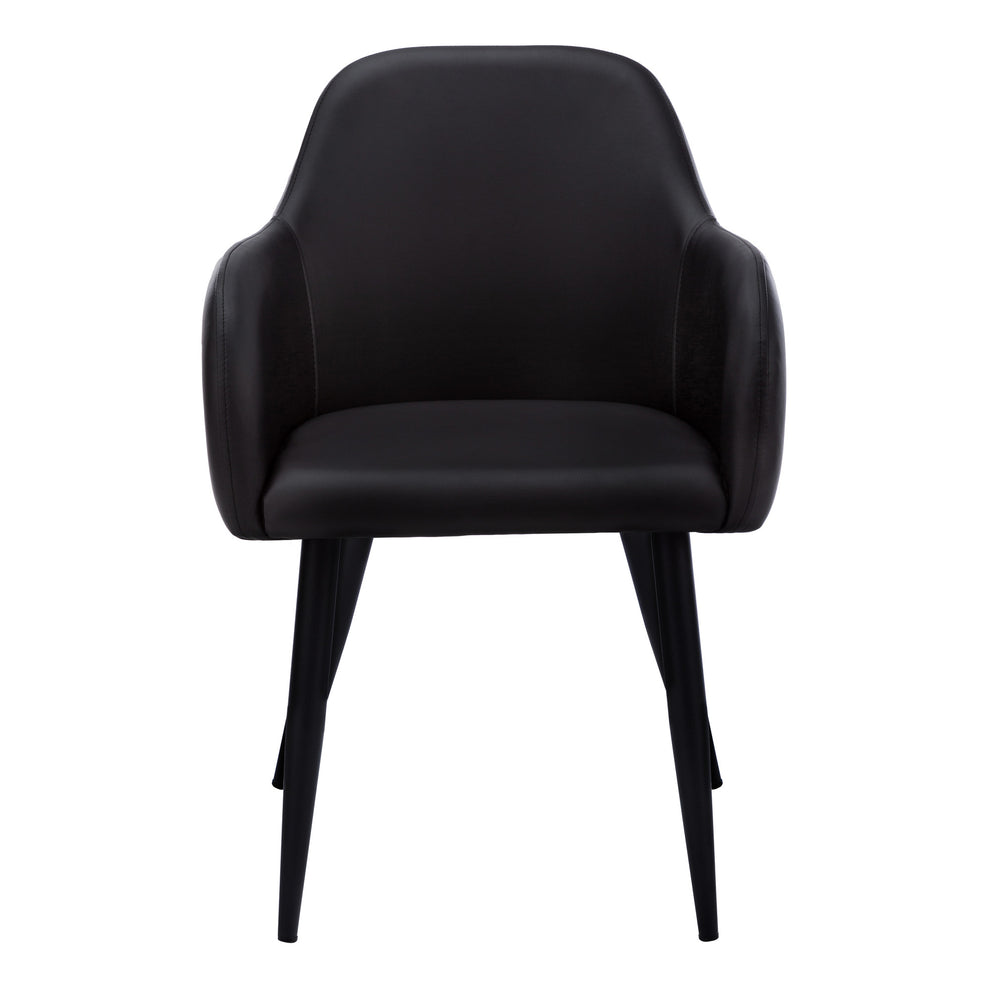 Set of Two Black Upholstered Faux Leather Dining Arm Chairs By Homeroots | Dining Chairs | Modishstore - 3
