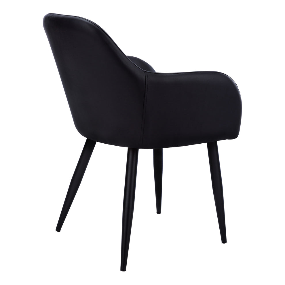Set of Two Black Upholstered Faux Leather Dining Arm Chairs By Homeroots | Dining Chairs | Modishstore - 4