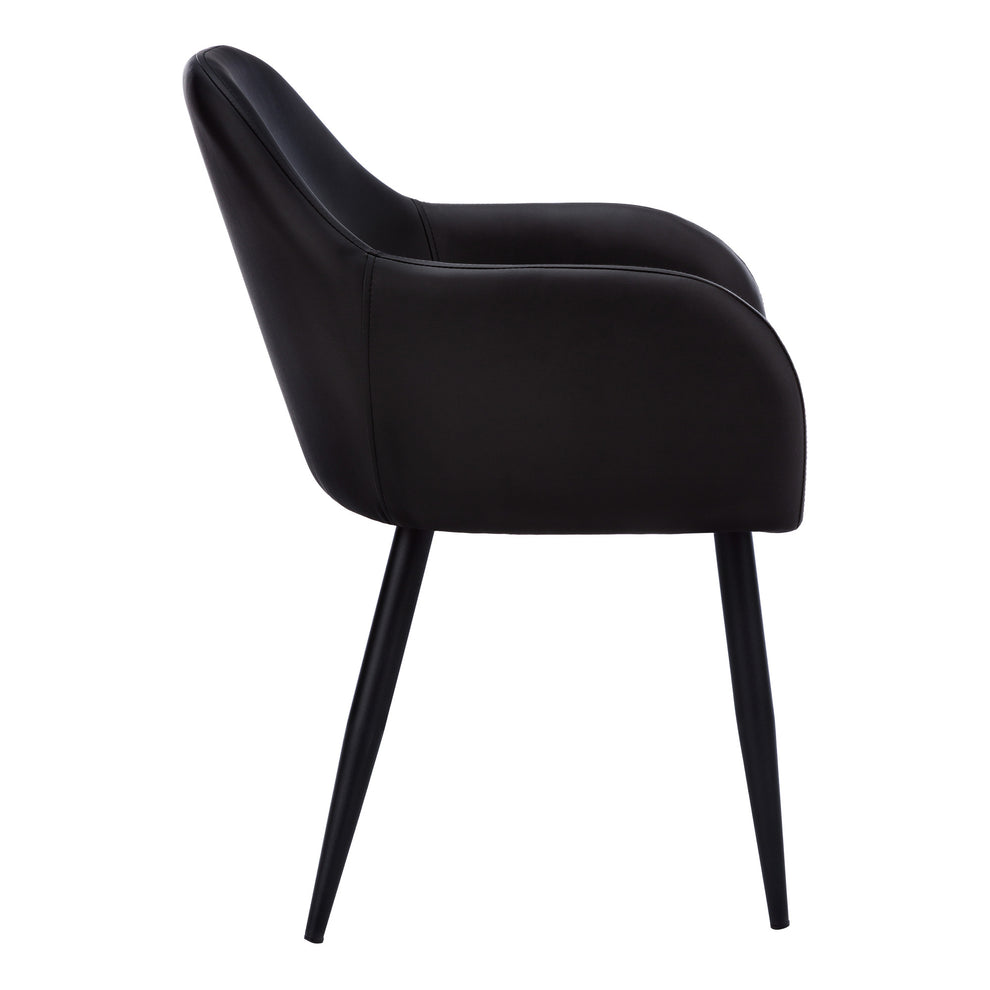 Set of Two Black Upholstered Faux Leather Dining Arm Chairs By Homeroots | Dining Chairs | Modishstore - 5