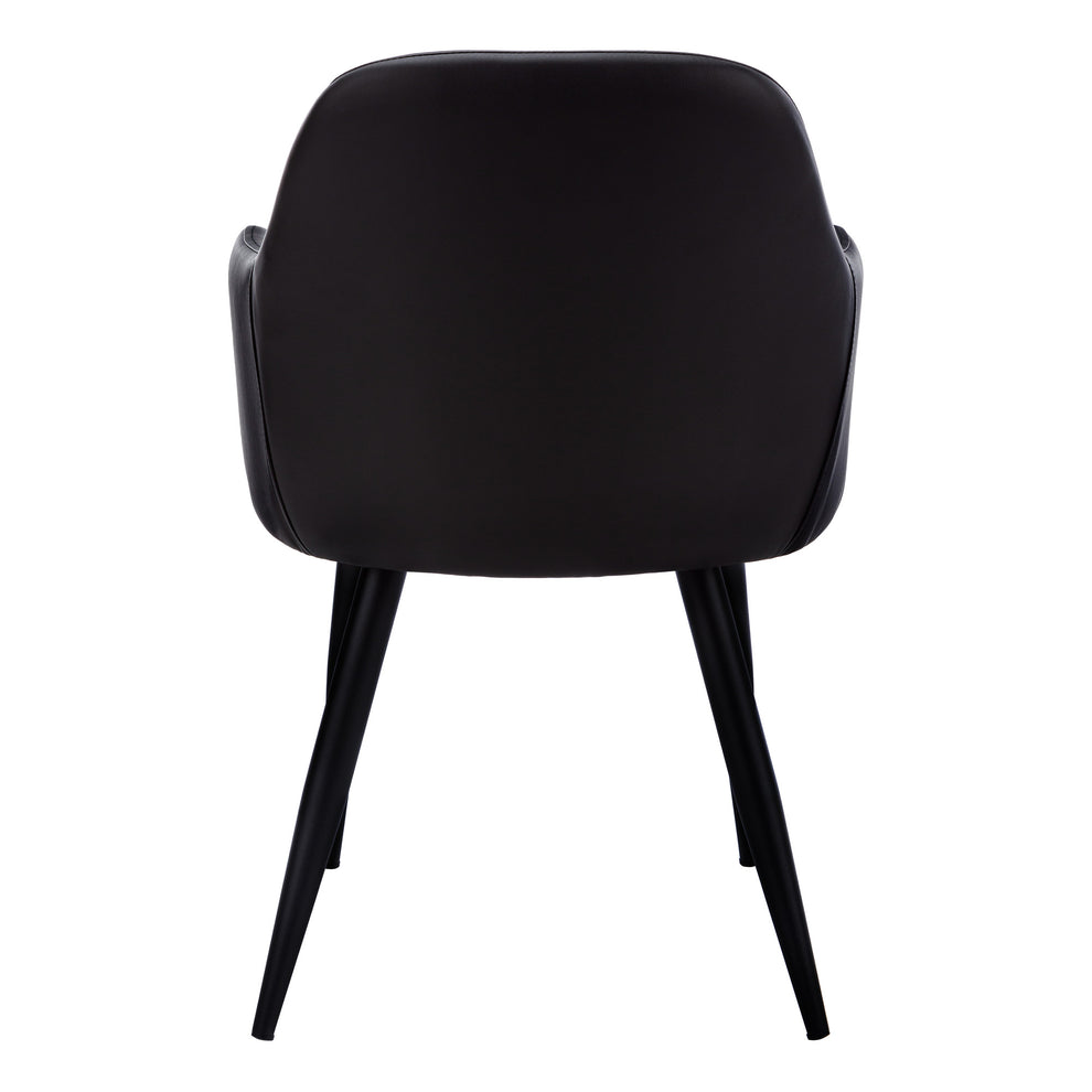 Set of Two Black Upholstered Faux Leather Dining Arm Chairs By Homeroots | Dining Chairs | Modishstore - 6