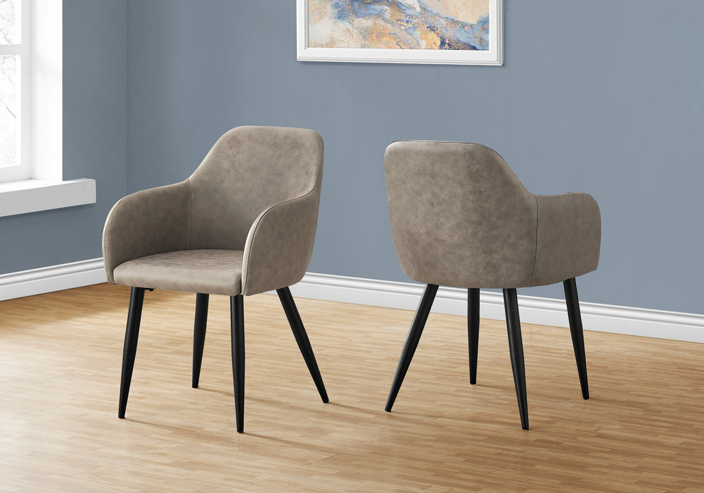 Set of Two Taupe And Black Upholstered Fabric Dining Arm Chairs By Homeroots | Dining Chairs | Modishstore - 7