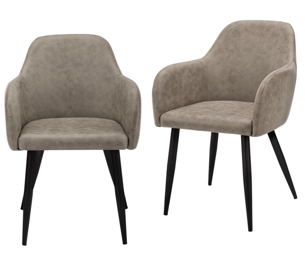 Set of Two Taupe And Black Upholstered Fabric Dining Arm Chairs By Homeroots | Dining Chairs | Modishstore - 8