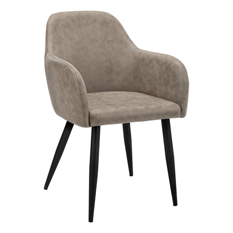 Set of Two Taupe And Black Upholstered Fabric Dining Arm Chairs By Homeroots | Dining Chairs | Modishstore - 2