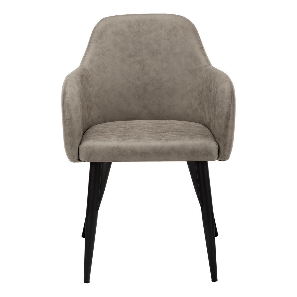 Set of Two Taupe And Black Upholstered Fabric Dining Arm Chairs By Homeroots | Dining Chairs | Modishstore - 3