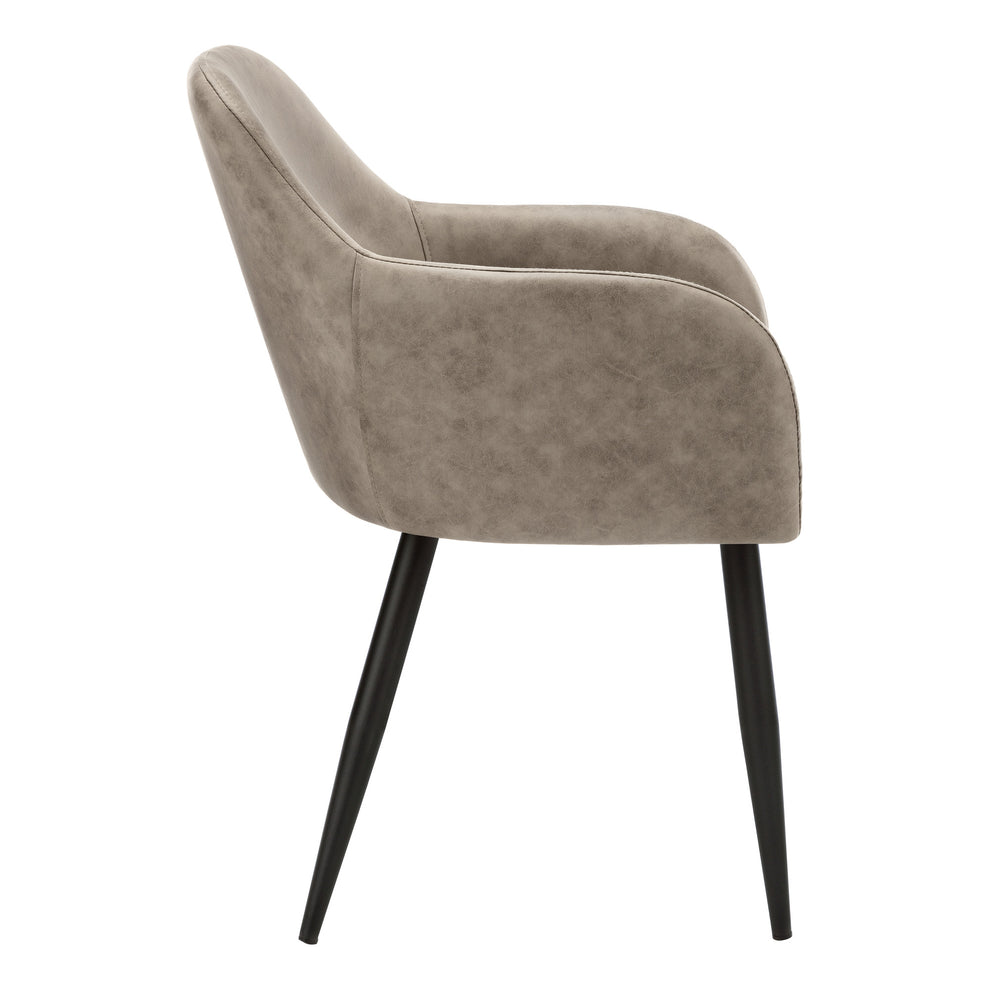 Set of Two Taupe And Black Upholstered Fabric Dining Arm Chairs By Homeroots | Dining Chairs | Modishstore - 5