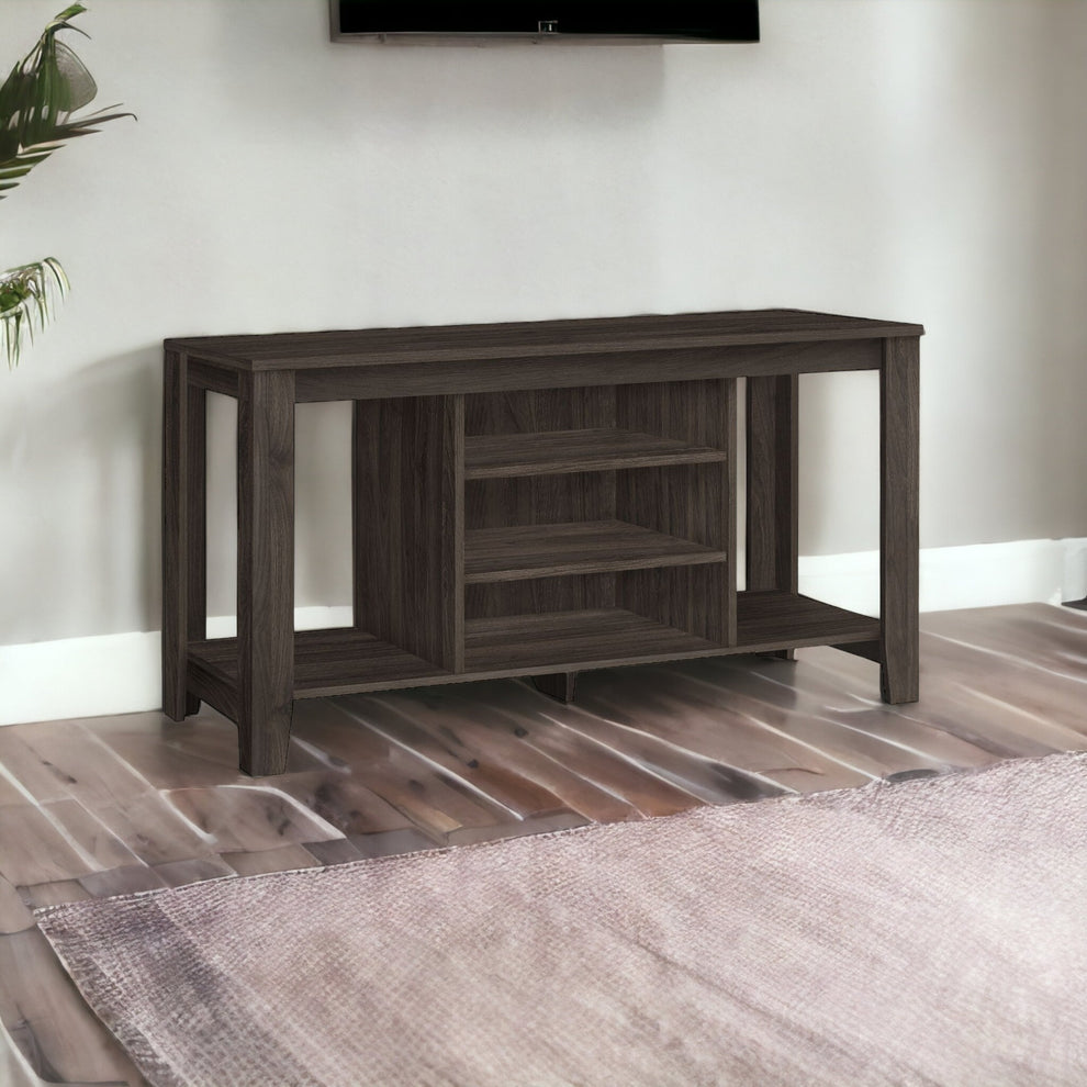 Brown Open Shelving TV Stand By Homeroots | TV Stands | Modishstore - 6