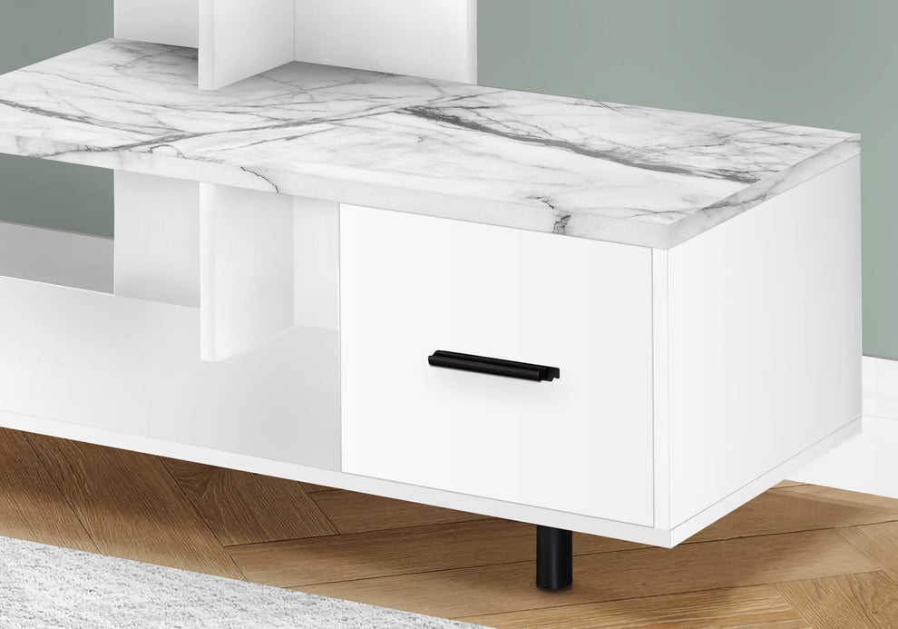 White Cabinet Enclosed Storage TV Stand By Homeroots | TV Stands | Modishstore - 3