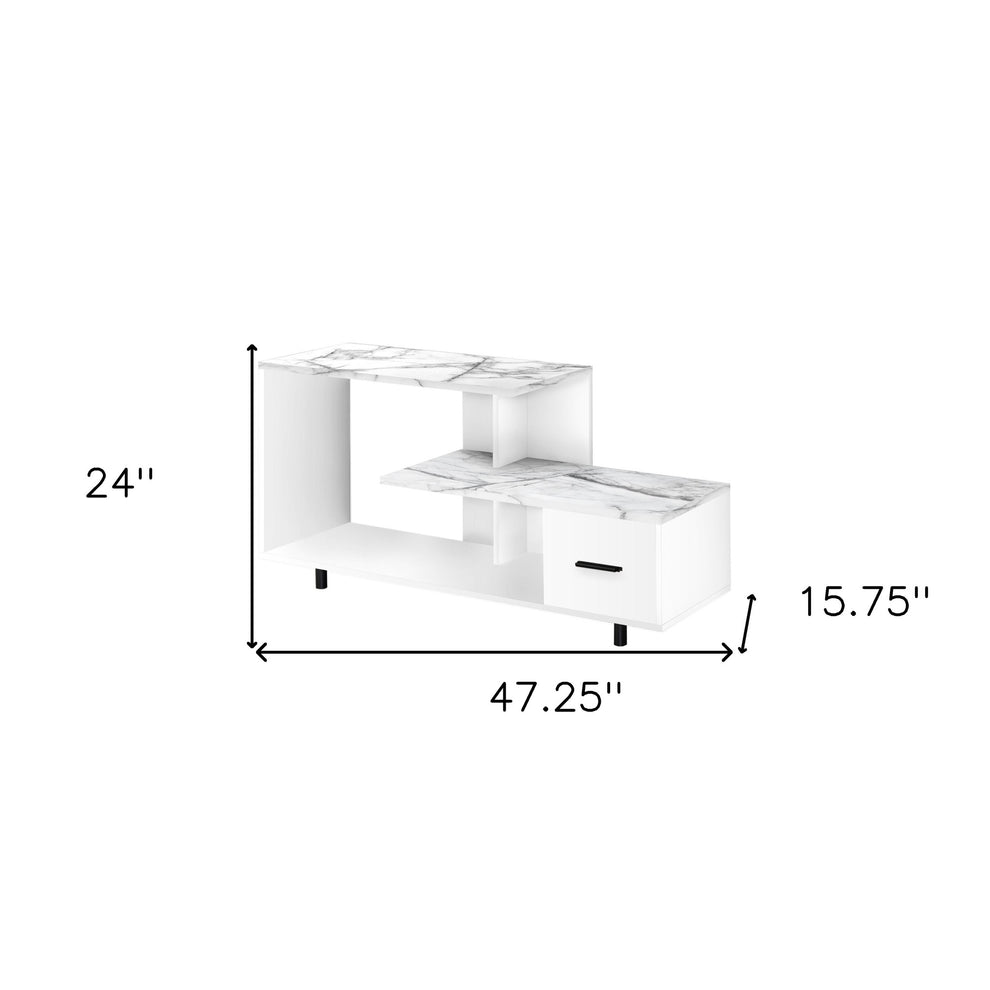 White Cabinet Enclosed Storage TV Stand By Homeroots | TV Stands | Modishstore - 5