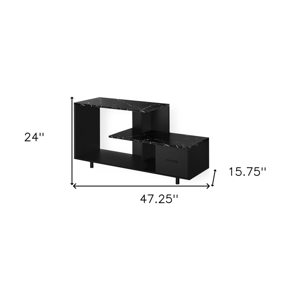 Black Cabinet Enclosed Storage TV Stand By Homeroots | TV Stands | Modishstore - 4