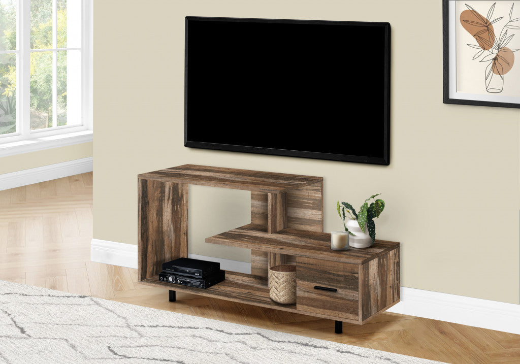 Brown Cabinet Enclosed Storage TV Stand By Homeroots | TV Stands | Modishstore - 4