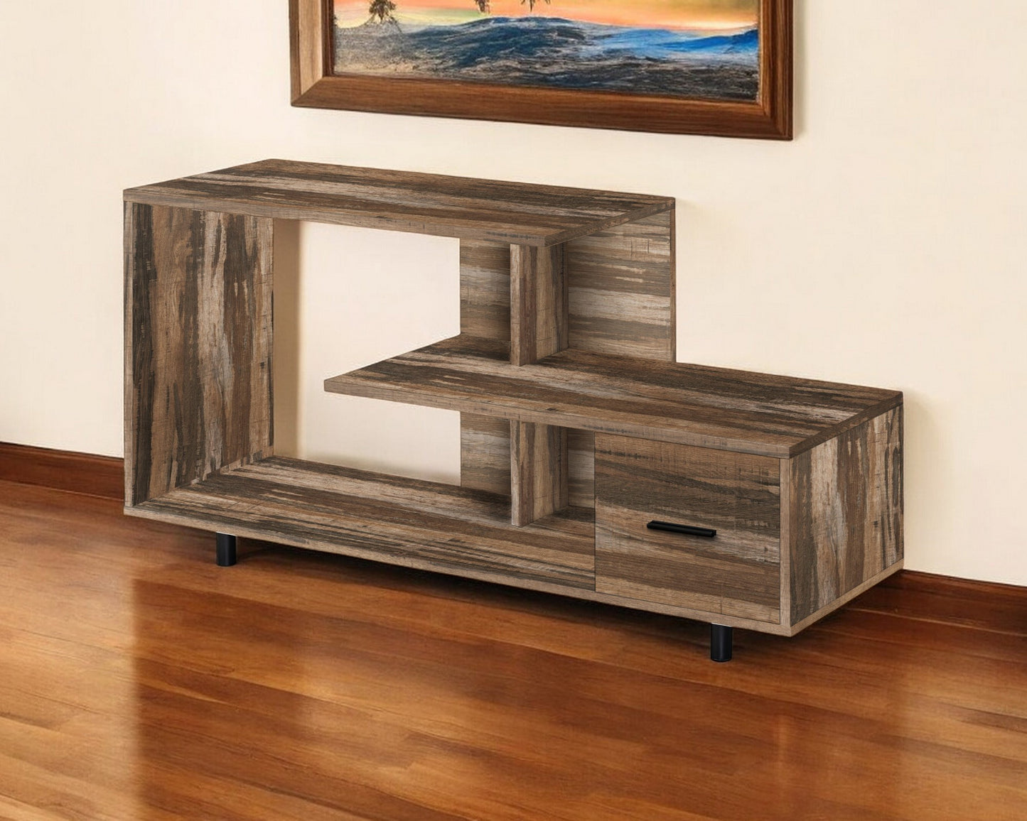 Brown Cabinet Enclosed Storage TV Stand By Homeroots | TV Stands | Modishstore - 1