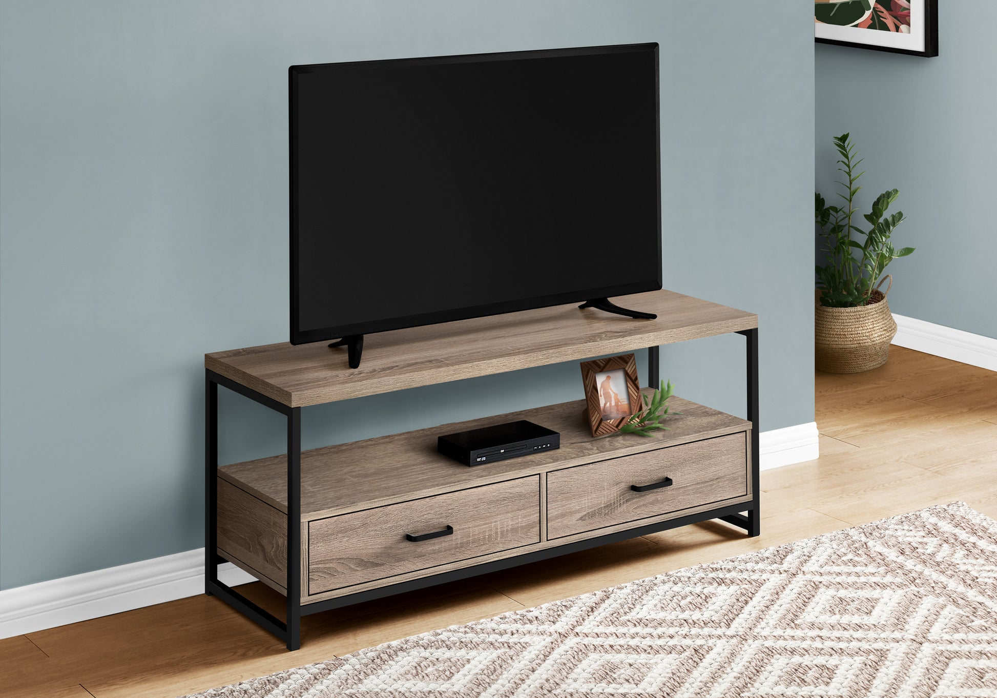Deep Taupe Cabinet Enclosed Storage TV Stand By Homeroots | TV Stands | Modishstore - 7