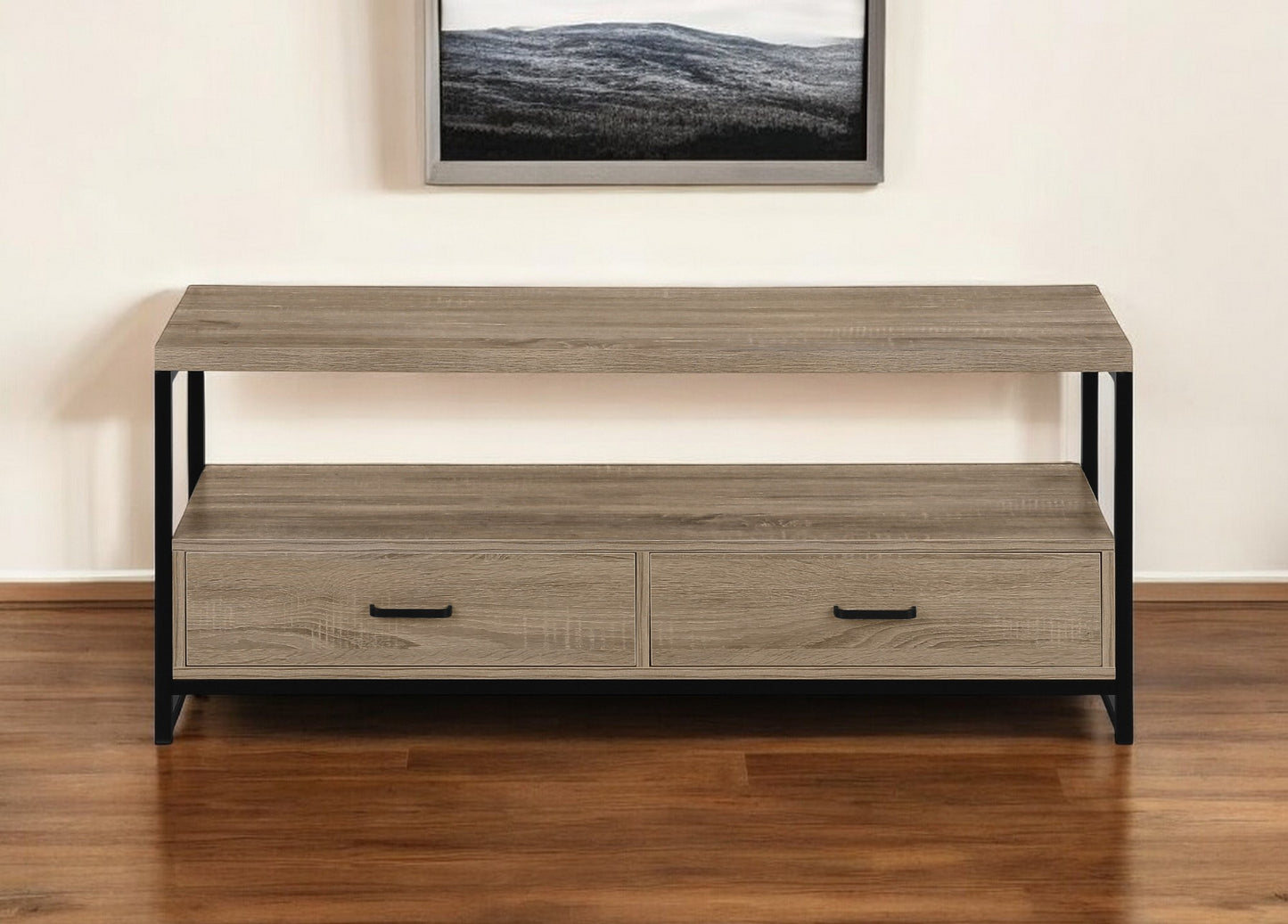 Deep Taupe Cabinet Enclosed Storage TV Stand By Homeroots | TV Stands | Modishstore - 1