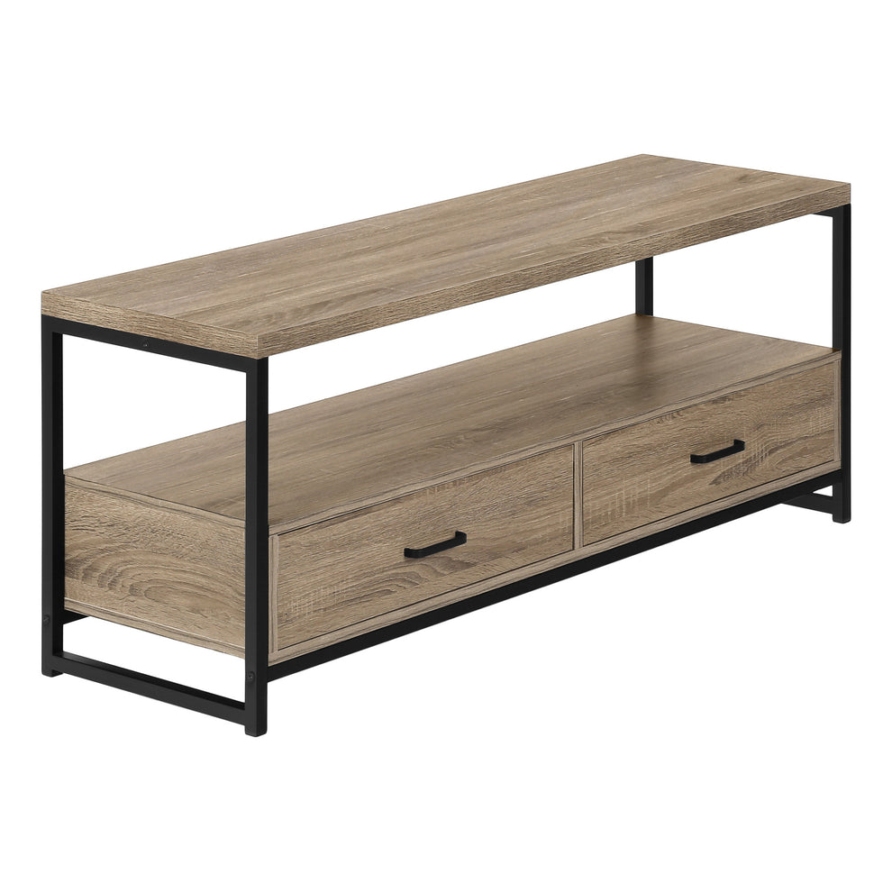 Deep Taupe Cabinet Enclosed Storage TV Stand By Homeroots | TV Stands | Modishstore - 3